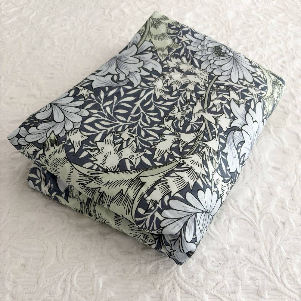 William Morris Home Chrysanthemum Sea Blue Queen Duvet Cover 90x90 100% Cotton